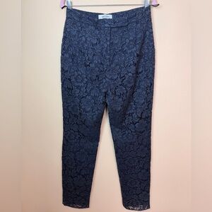 Valentino Navy Lace Pants EU 42 US 6 Silk Lined Made in Italy Luxury Designer